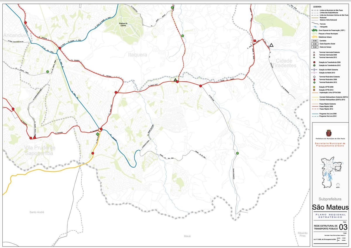 Mapa de São Mateus São Paulo - transport Públic