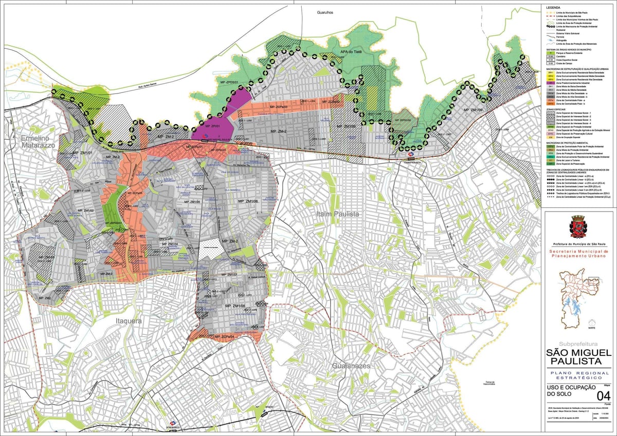 Mapa de São Miguel Paulista de São Paulo - Ocupació del sòl
