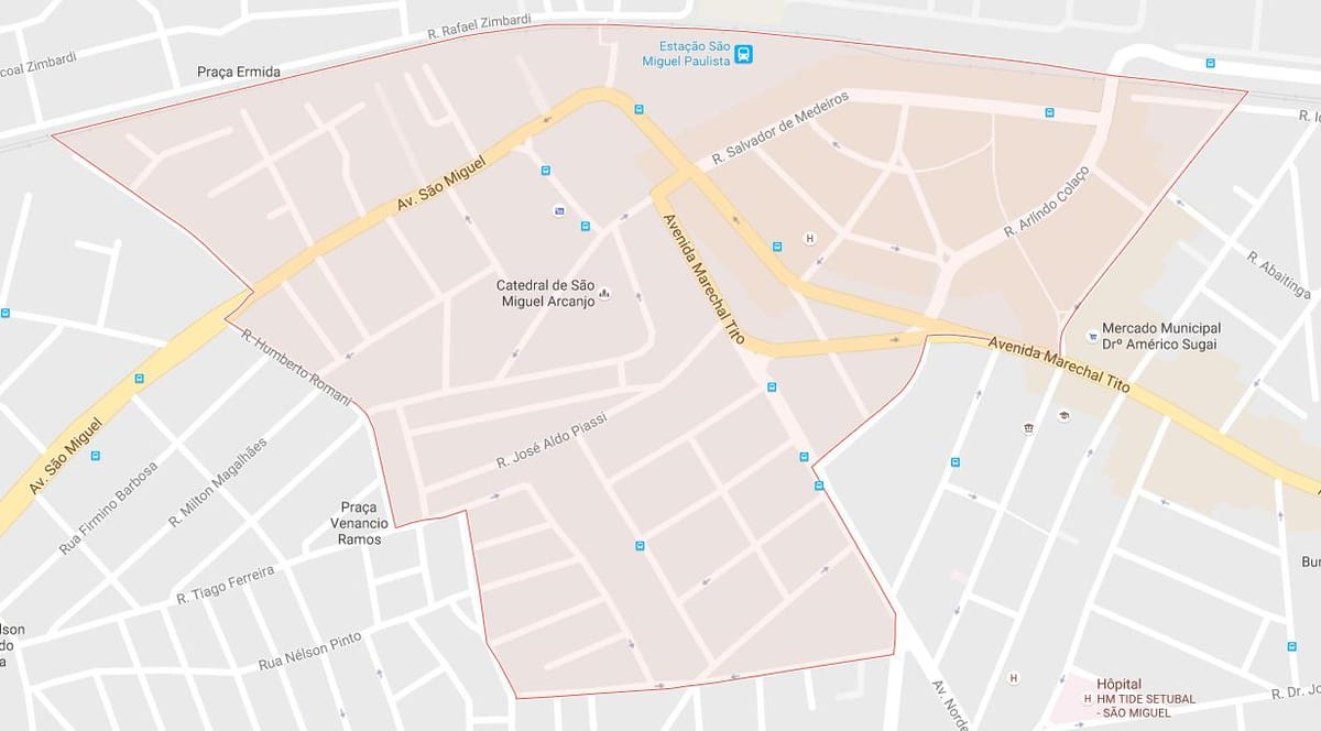 Mapa de São Miguel Paulista de São Paulo