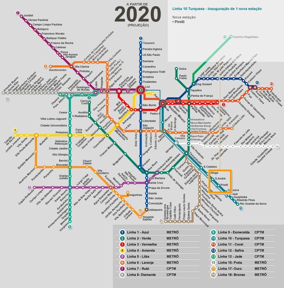 Mapa de São Paulo de la xarxa de metro