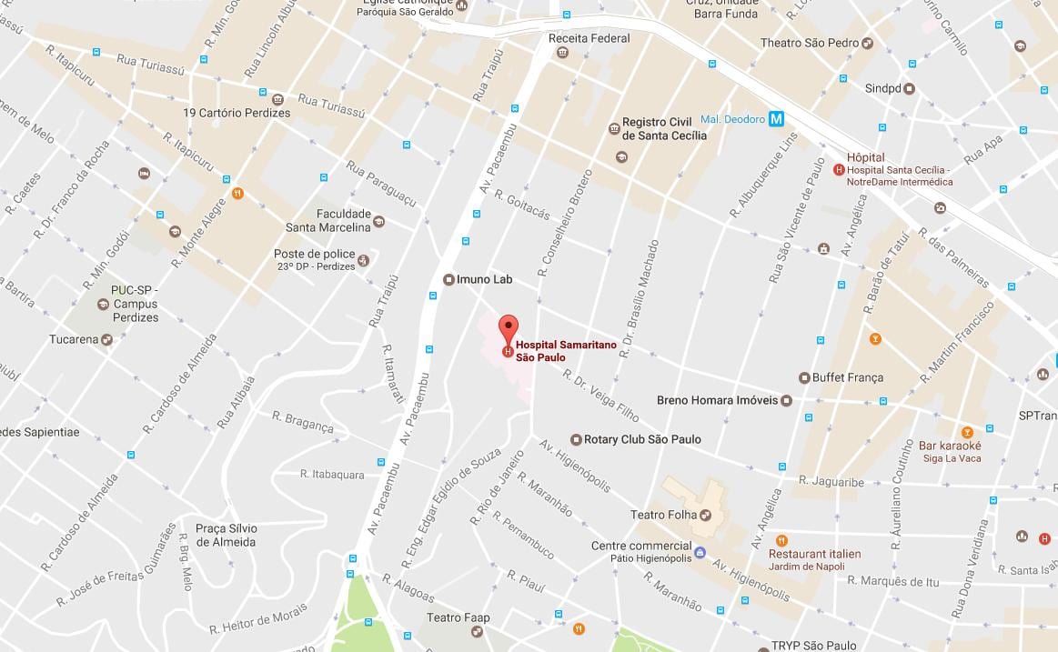 Mapa de Samaritano de São Paulo hospital