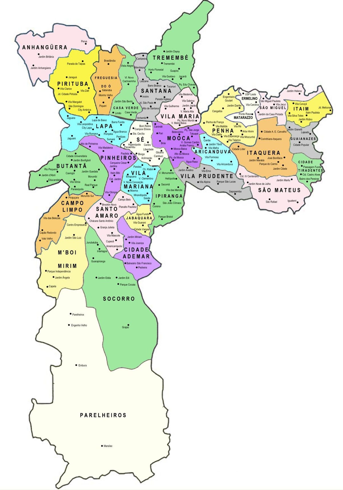 Mapa de sots-prefectures de São Paulo