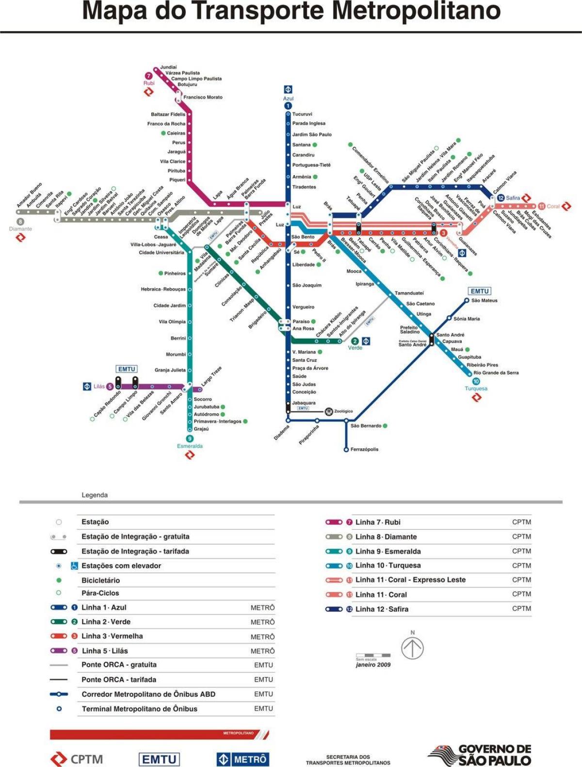 Mapa de São Paulo CPTM transport