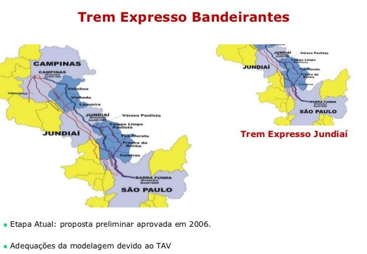 Mapa de São Paulo Espresso Bandeirantes