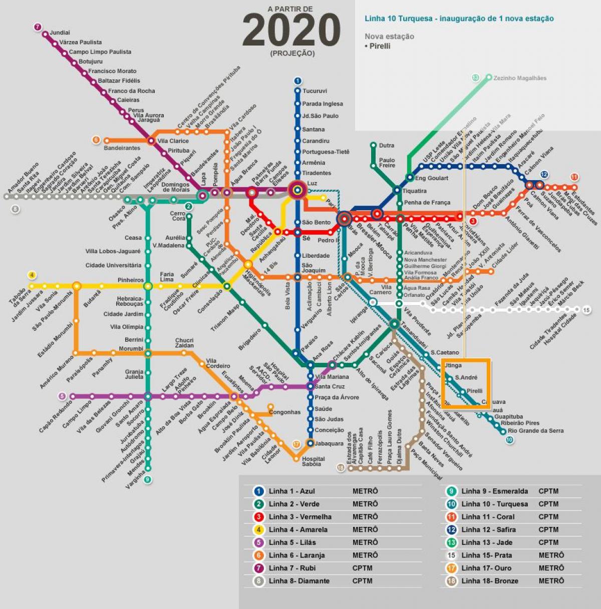 Mapa de São Paulo de la xarxa de metro