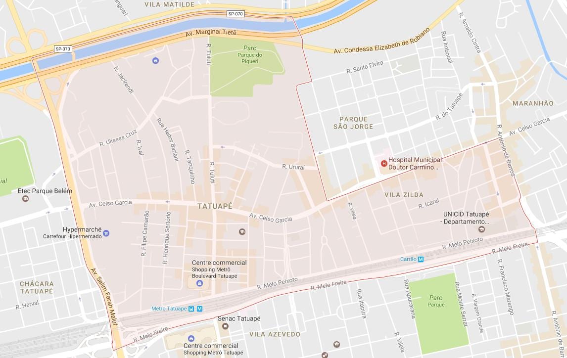 Mapa de Tatuapé São Paulo