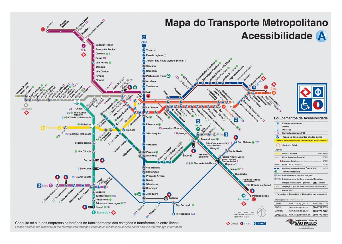 Mapa de transport Sao Paulo - persones amb mobilitat reduïda