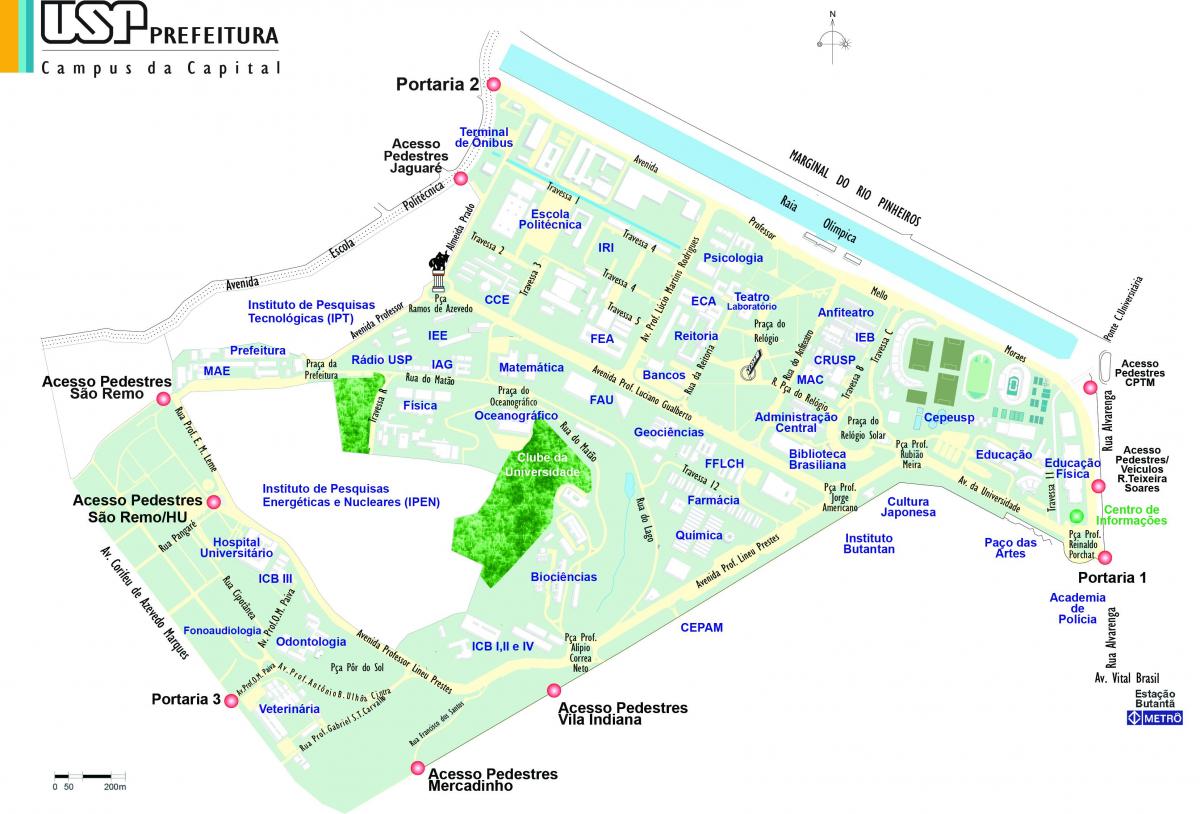 Mapa de la universitat de São Paulo (USP