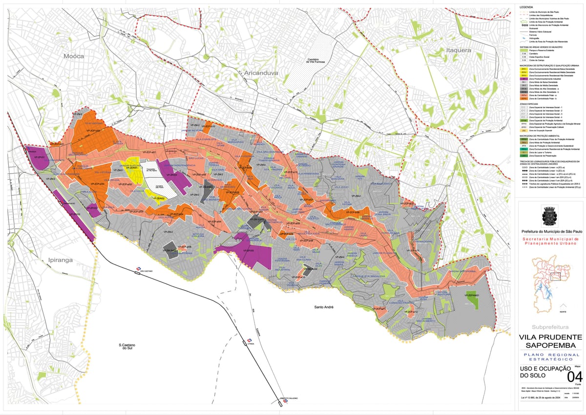 Mapa de Vila Prudente São Paulo - Ocupació del sòl