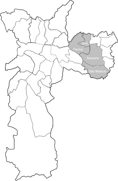 Mapa de la zona Leste 1 São Paulo