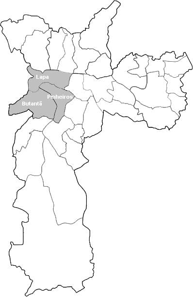 Mapa de la zona Oest de São Paulo
