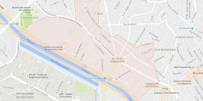 Mapa de Alto de Pinheiros São Paulo