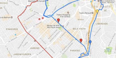 Mapa de la circular turismo de São Paulo - Línies