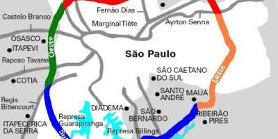 Mapa de Mário Covas carretera - SP 21