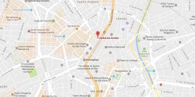 Mapa de Palácio dos Correios São Paulo