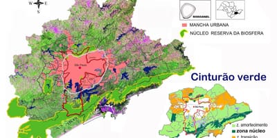 Mapa de la reserva de la biosfera del cinturó verd de São Paulo