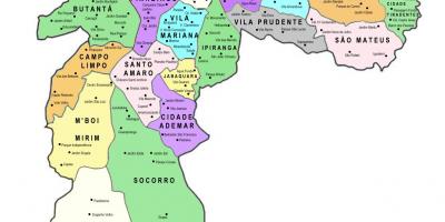 Mapa de sots-prefectures de São Paulo