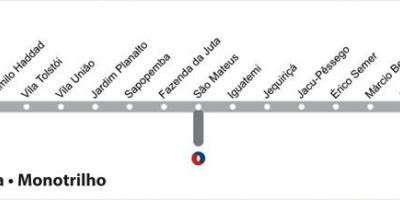 Mapa de São Paulo metro - Línia 15 - Plata