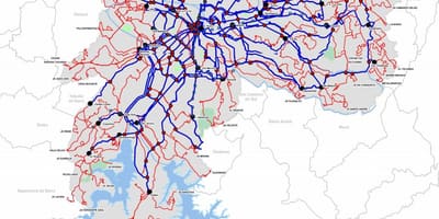 Mapa de les terminals d'autobús de l'Estat de São Paulo