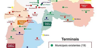 Mapa de les terminals d'autobusos de São Paulo