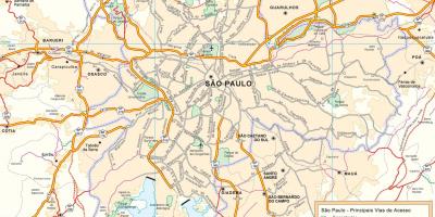 Mapa de carreteres d'accés São Paulo
